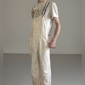 Vintage Carter’s Work The Wear White Overalls with Blue Straps Men’s Size M/L